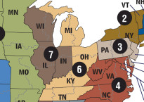 Map of Jurisdictions of U.S. Courts of Appeals for the Sixth and Seventh Circuits