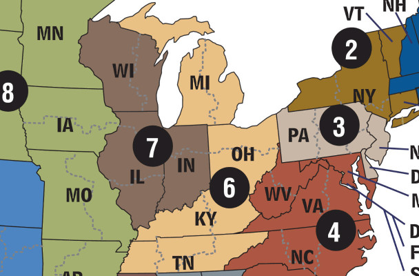 Map of Jurisdictions of U.S. Courts of Appeals for the Sixth and Seventh Circuits