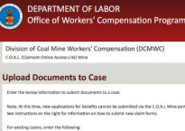 Screenshot of DOL's C.O.A.L. Mine portal for black lung claims